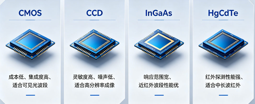 高光谱相机探测器选型指南：CMOS、CCD、InGaAs、HgCdTe 四大类型全解析