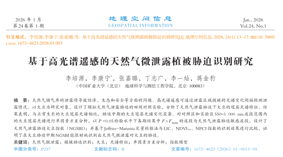 高光谱遥感技术新突破：为天然气管道&ldquo;微泄露&rdquo;戴上&ldquo;光谱眼镜&rdquo;